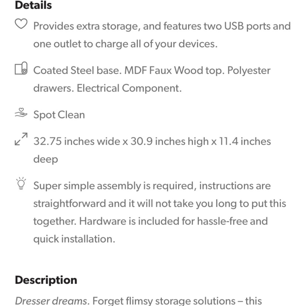 6 drawer dresser with usb charging station